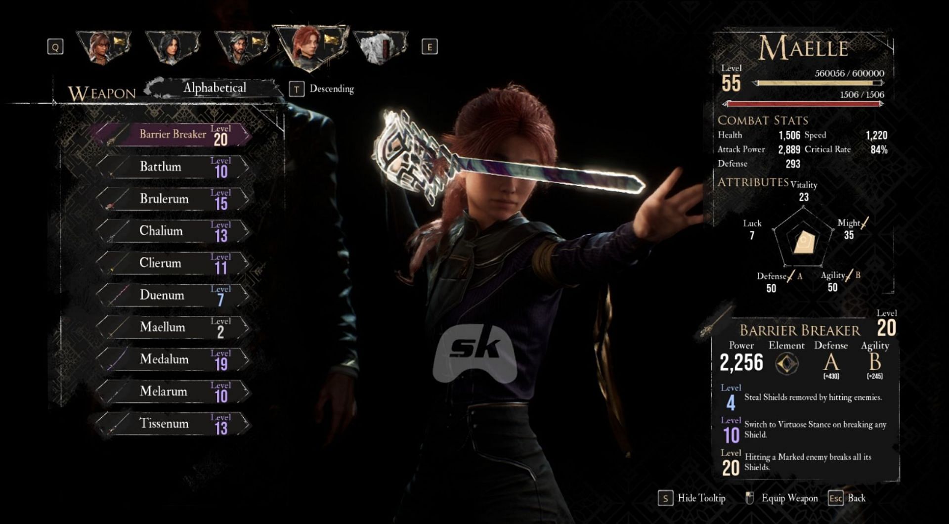 Barrier Breaker stats in Expedition 33 (Image via Sportskeeda Gaming || Kepler Interactive)